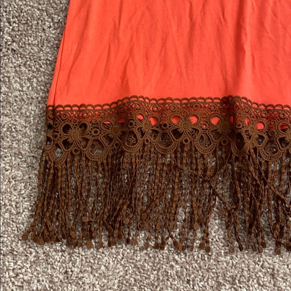 Pink/Orange Dress with brown tassels. - Picture 2 of 4